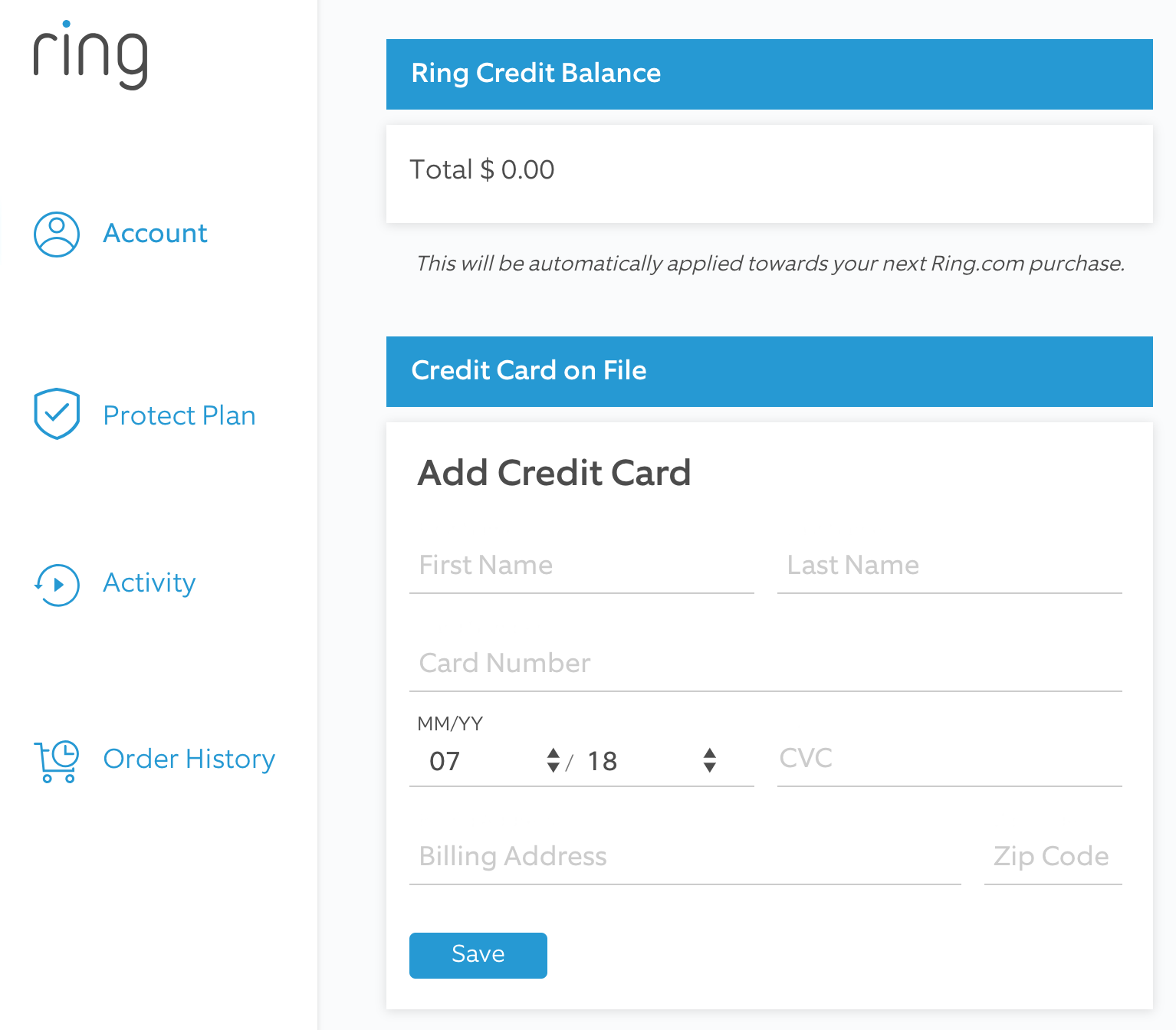 Adding, Editing, or Deleting a Payment Method in Your Ring Account